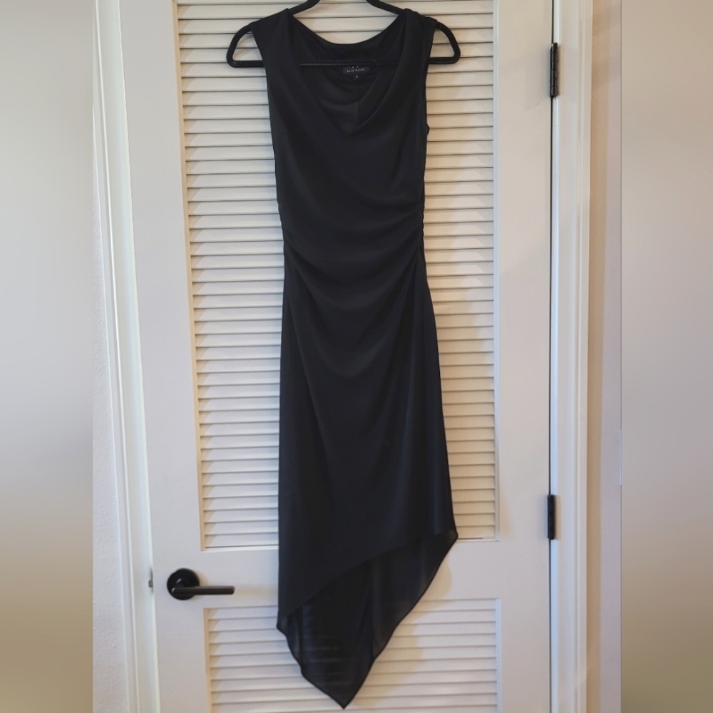 David Meister - Black Sleeveless Lightweight Sheer V-Neck Dress